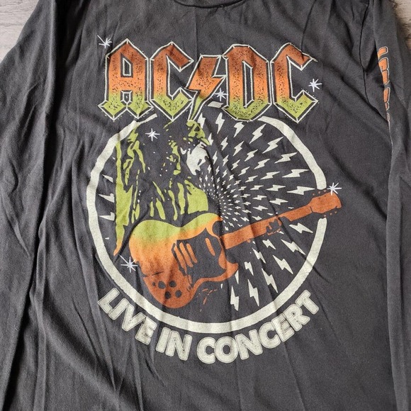 AC/DC Let There Be Rock Tour '77 Long Sleeve T-Shirt Unisex Size L Gray Band Tee - Picture 2 of 5